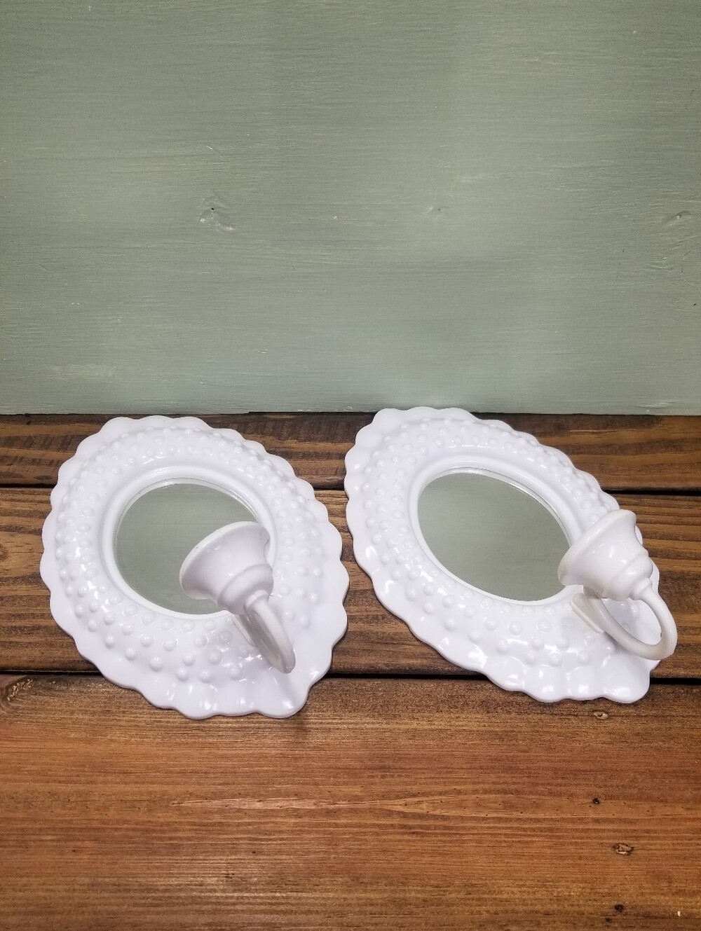 Vintage White Plastic Hanging Wall Sconce Mirror Burwood